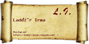 Ladár Irma névjegykártya
